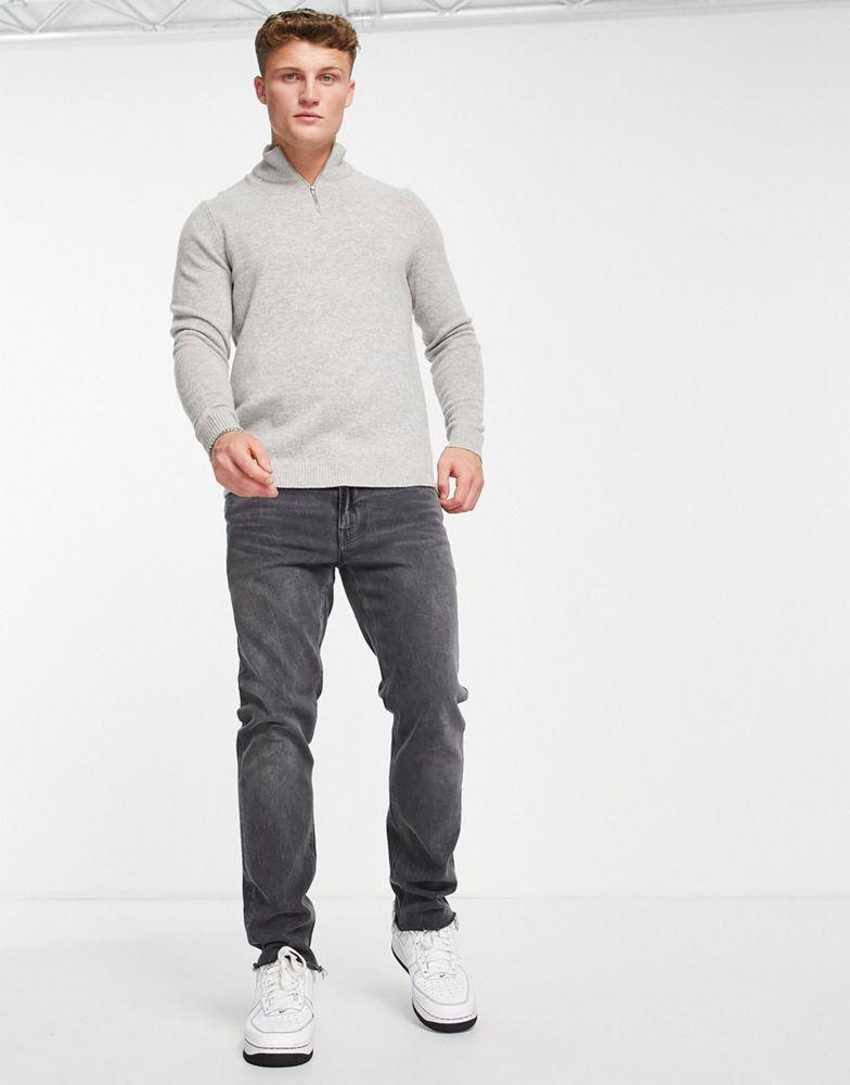 商品ASOS|ASOS DESIGN lambswool half zip jumper in light grey,价格¥229,第5张图片详细描述