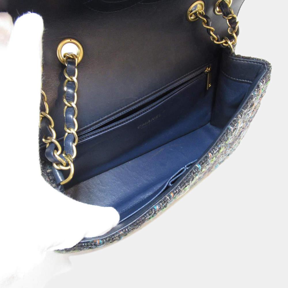 Chanel Blue Tweed  CC Filigree Flap Chain Shoulder Bag商品第5张图片规格展示