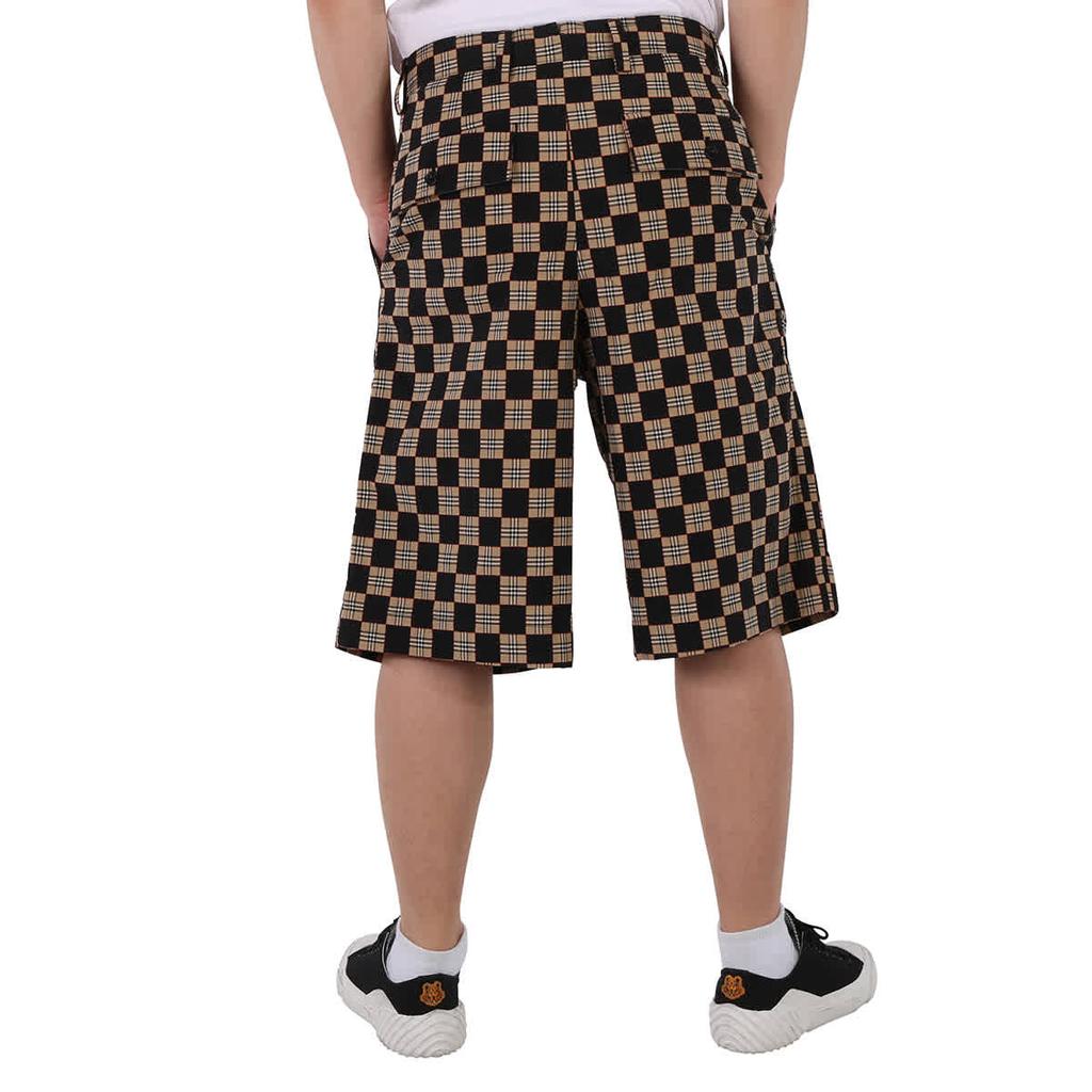 Men's Archive Beige Check Tailored Shorts商品第3张图片规格展示