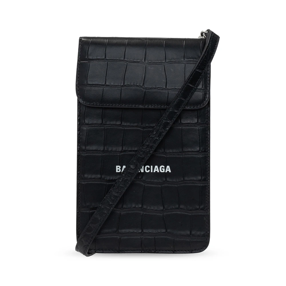 商品[国内直发] Balenciaga|BALENCIAGA 男士黑色皮革手机包 640536-1ROP3-1000,价格¥4846,第1张图片