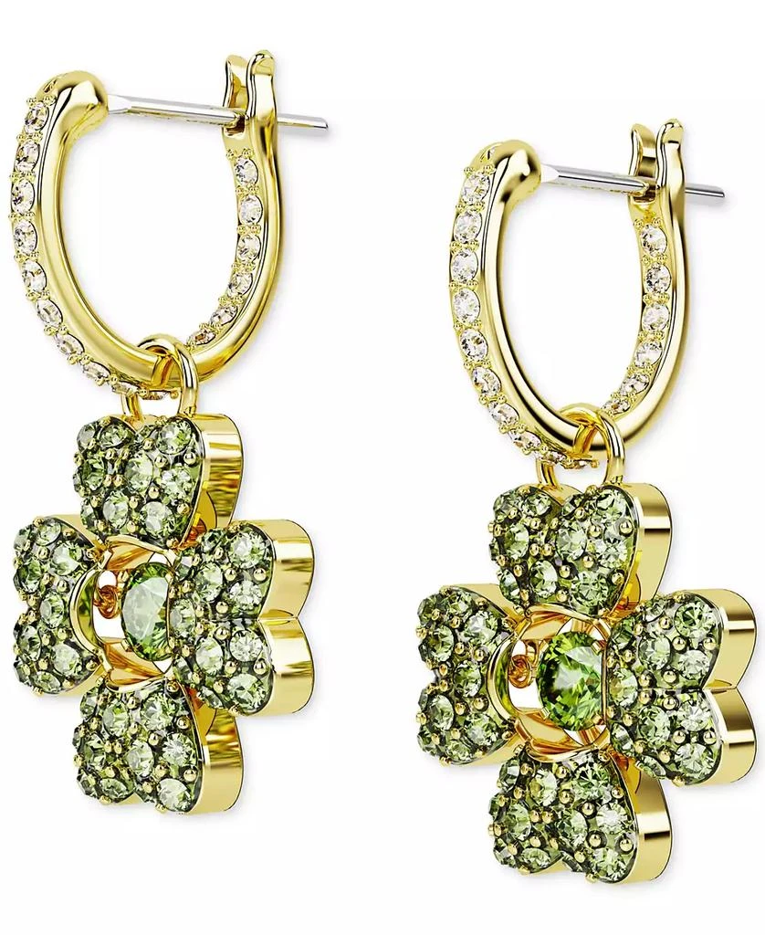 商品Swarovski|Gold-Tone Color Crystal Clover Charm Hoop Earrings,价格¥967,第3张图片详细描述