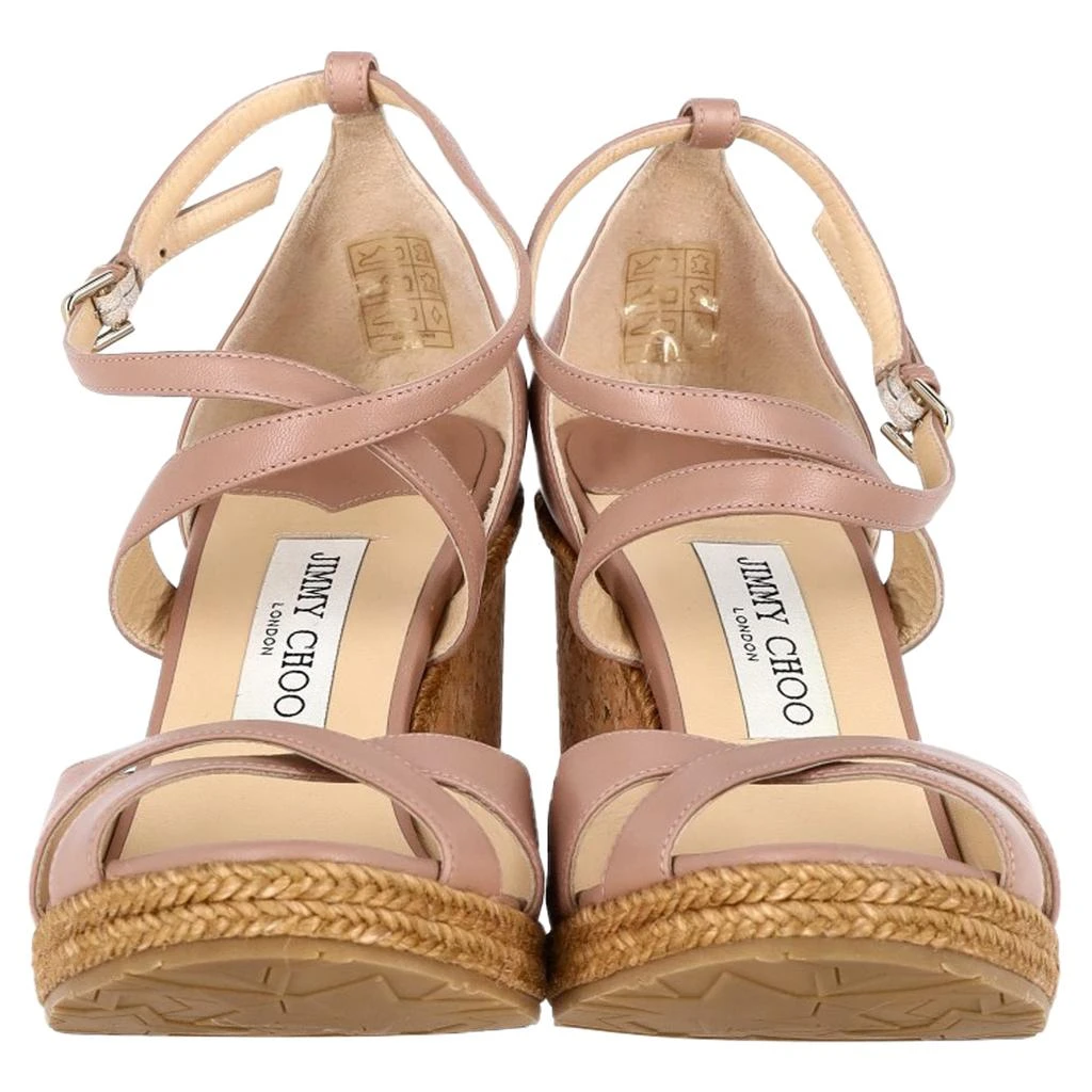 商品[二手商品] Jimmy Choo|Alanah Cork Espadrille Ankle Strap Wedge in Pink Leather,价格¥2129,第3张图片详细描述