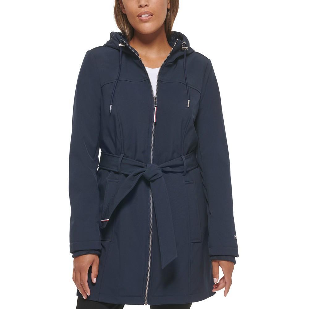 商品Tommy Hilfiger|Women's Hooded Belted Raincoat,价格¥838,第1张图片