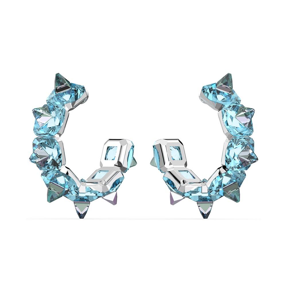 Silver-Tone Crystal-Studded C-Hoop Earrings商品第3张图片规格展示