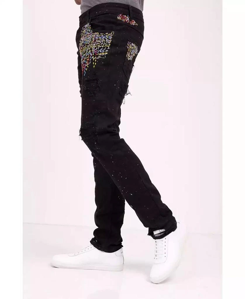 商品RON TOMSON|Men's Modern Embroidered Denim Jeans,价格¥1632,第4张图片详细描述