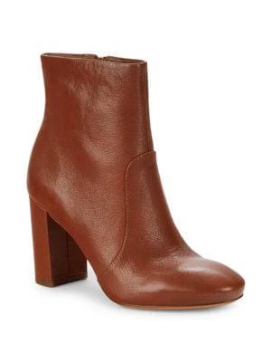 商品Vince|Brannen Leather Block-Heel Booties,价格¥1103,第2张图片详细描述