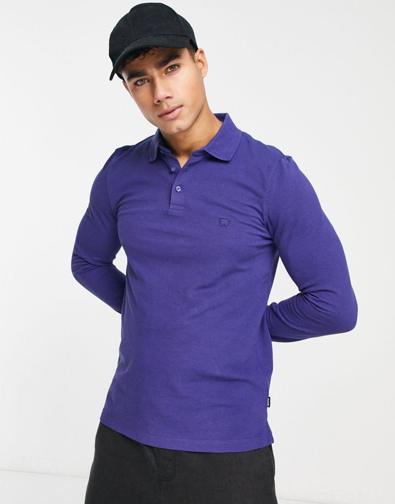 Wrangler long sleeve polo in blue商品第1张图片规格展示