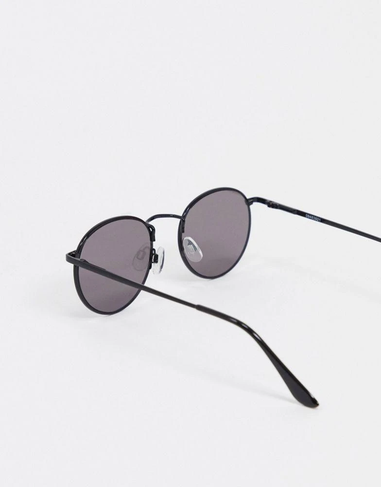 商品ASOS|ASOS DESIGN metal round sunglasses in shiny black,价格¥58,第4张图片详细描述