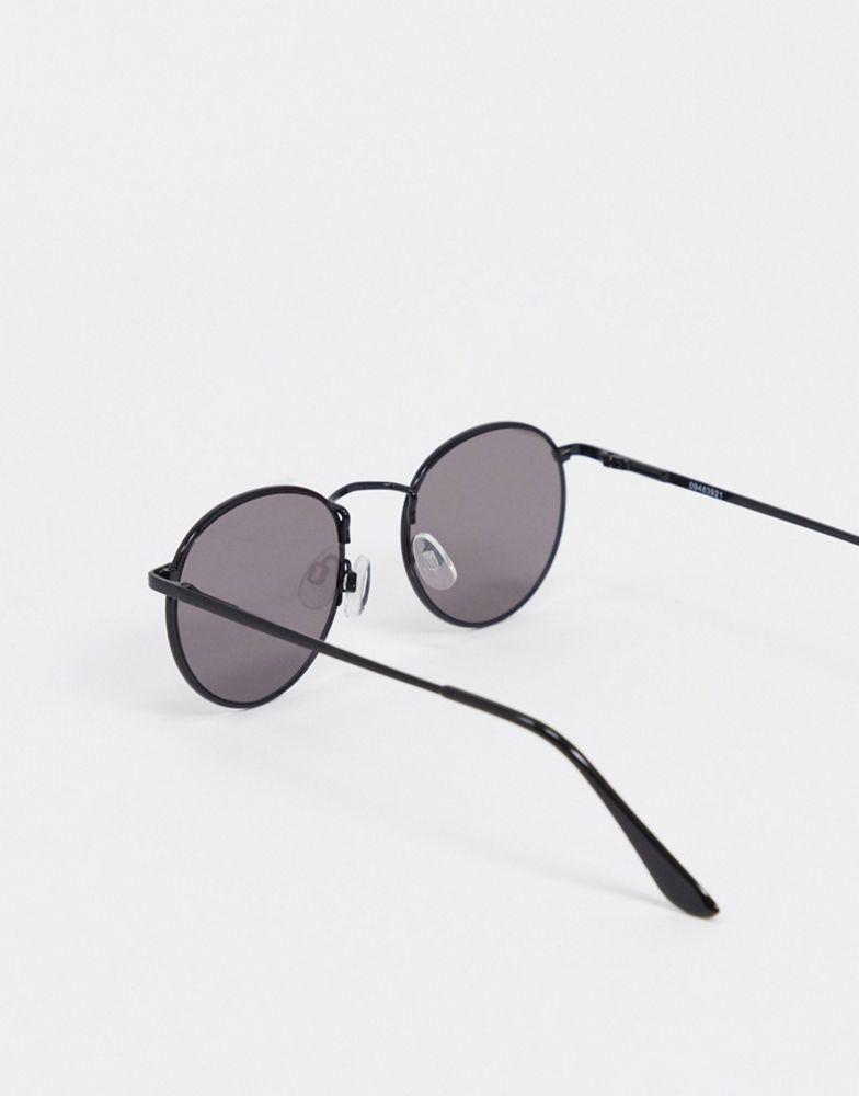 商品ASOS|ASOS DESIGN metal round sunglasses in shiny black,价格¥69,第6张图片详细描述
