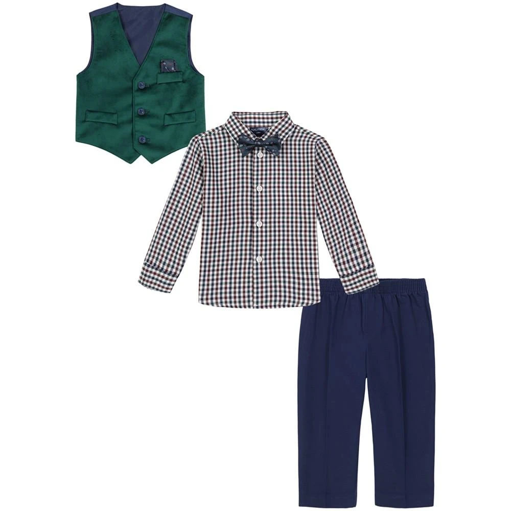 商品Nautica|Baby Boys Velvet Vest, Shirt, Bow-Tie, Pocket Square and Pants Set,价格¥259,第2张图片详细描述