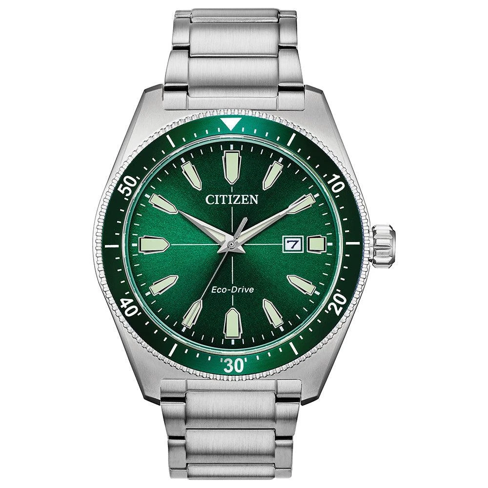 商品Citizen|Citizen Gents Eco-Drive Sport Green Dial Date Bracelet Watch,价格¥2110,第1张图片