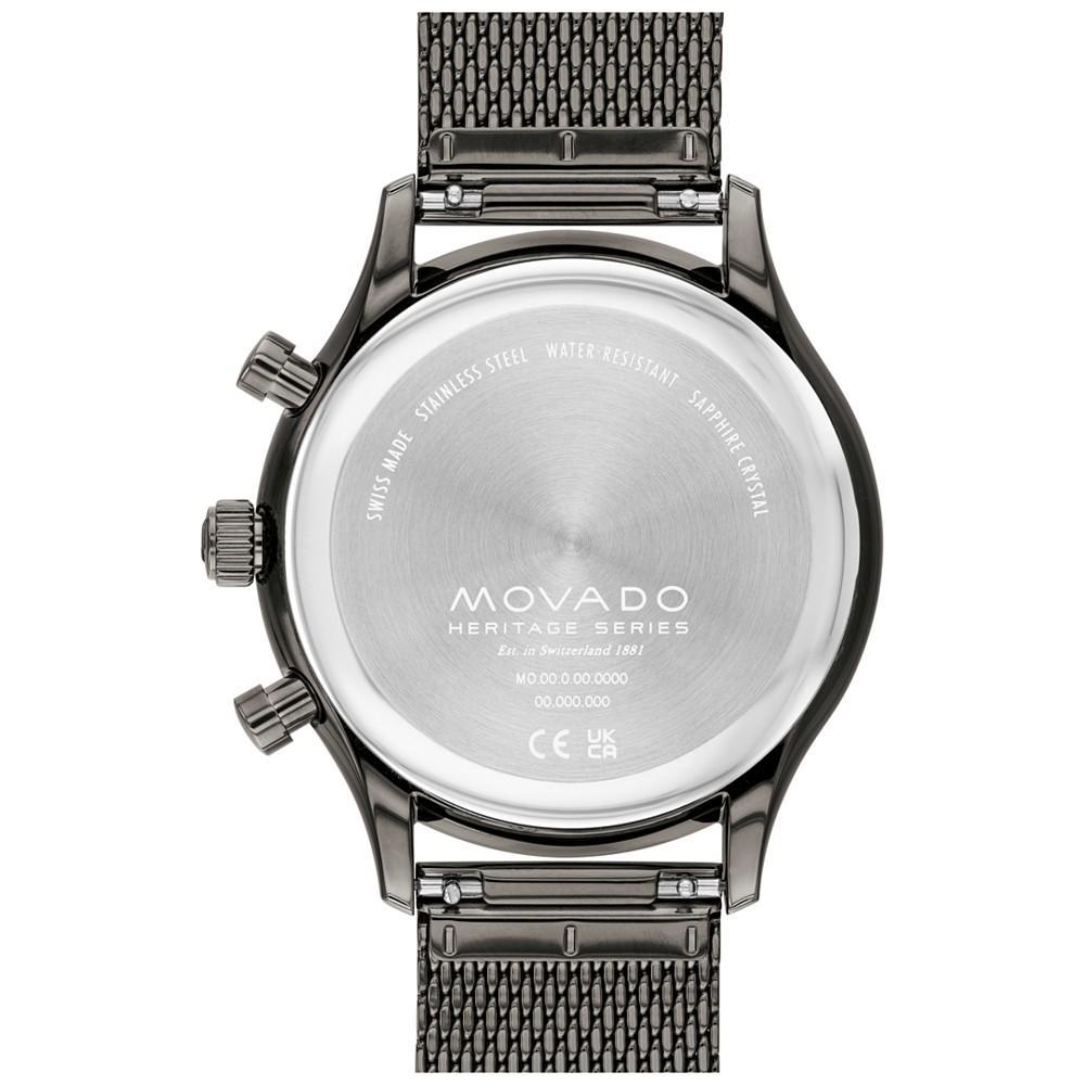 商品Movado|Men's Heritage Ionic Plated Gray Steel Bracelet Watch 43mm,价格¥8189,第5张图片详细描述