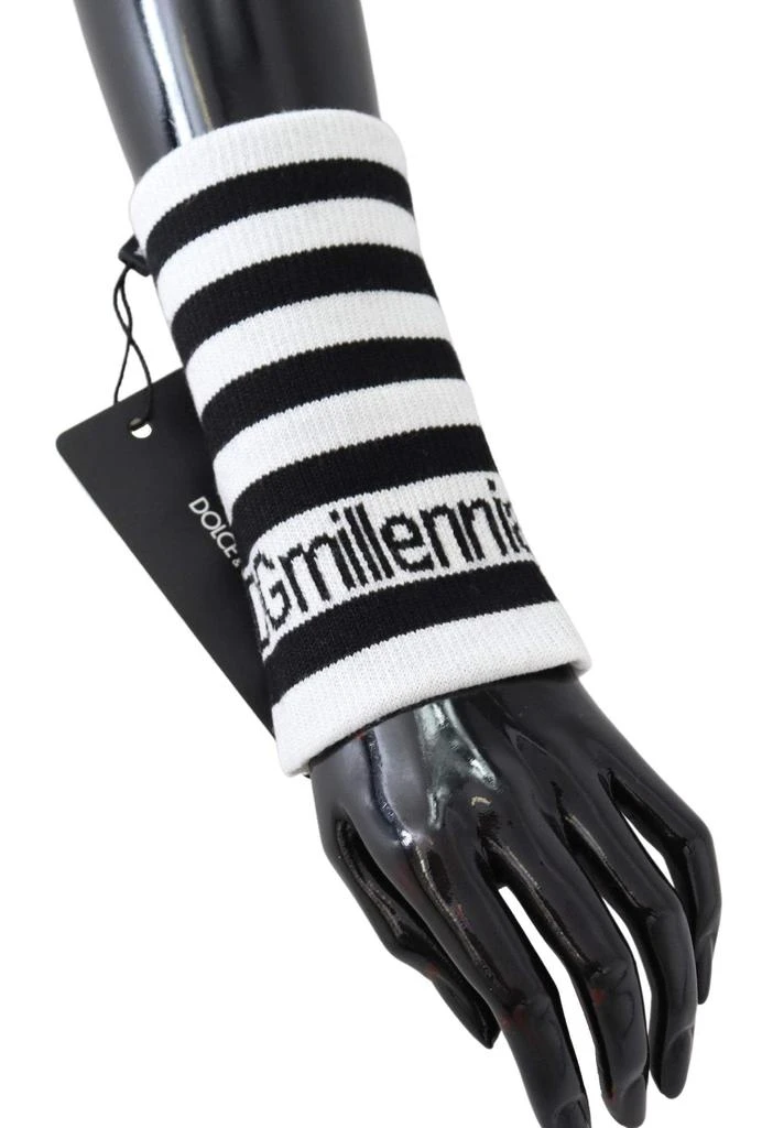 商品Dolce & Gabbana|Dolce & Gabbana Black White Wool DGMillennials Wristband Wrap,价格¥653,第5张图片详细描述