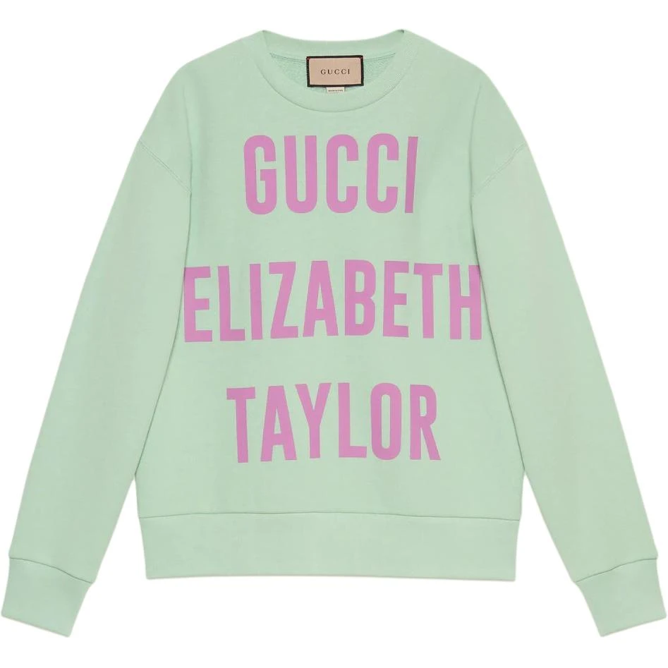 商品[国内直发] Gucci|古驰 FW22 字母Logo印花圆领长袖套头卫衣 女款 绿色,价格¥6235,第1张图片