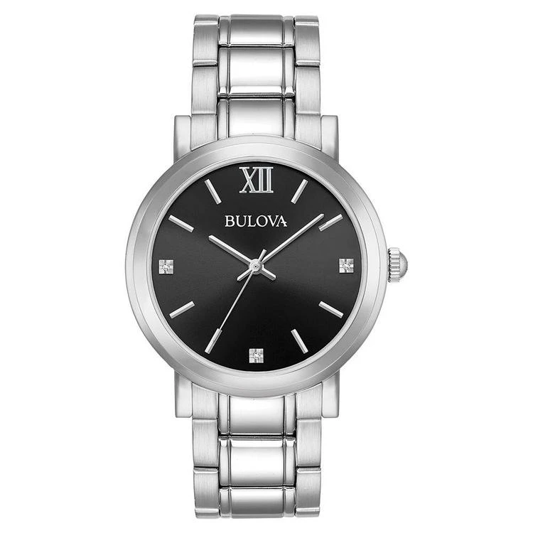 商品Bulova|Men's Diamond-Accent Stainless Steel Bracelet Watch 40mm, Created for Macy's,价格¥740,第1张图片