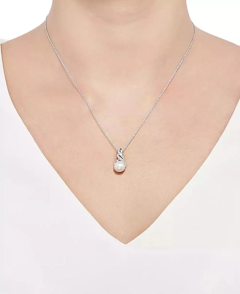 商品Macy's|Cultured Freshwater Pearl (8 & 9mm) and Diamond Accent Pendant Necklace and Earrings Set in Sterling Silver or 14k Gold Over Silver,价格¥3743,第2张图片详细描述