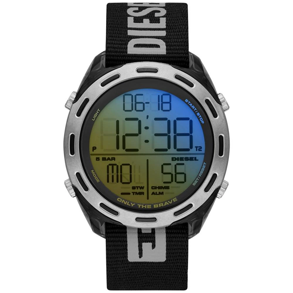 商品Diesel|Men's Digital Crusher Black Nylon Strap Watch 46mm,价格¥782,第1张图片