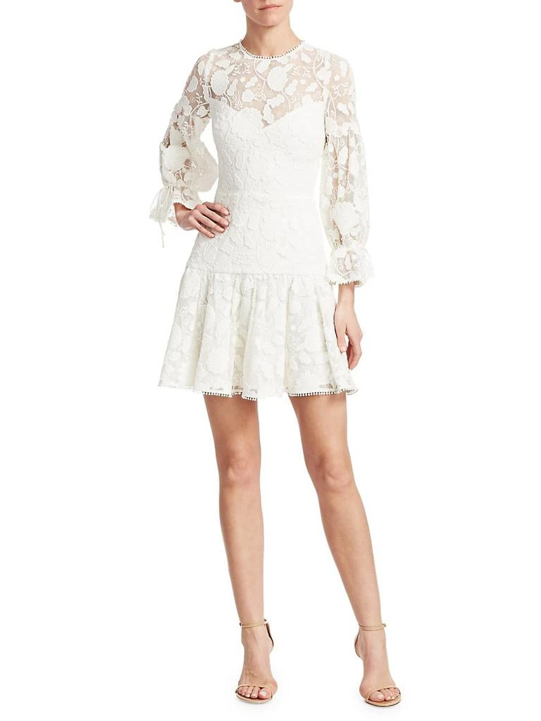 商品Monique Lhuillier|Floral Lace &amp; Mesh Cocktail Dress,价格¥3717,第2张图片详细描述