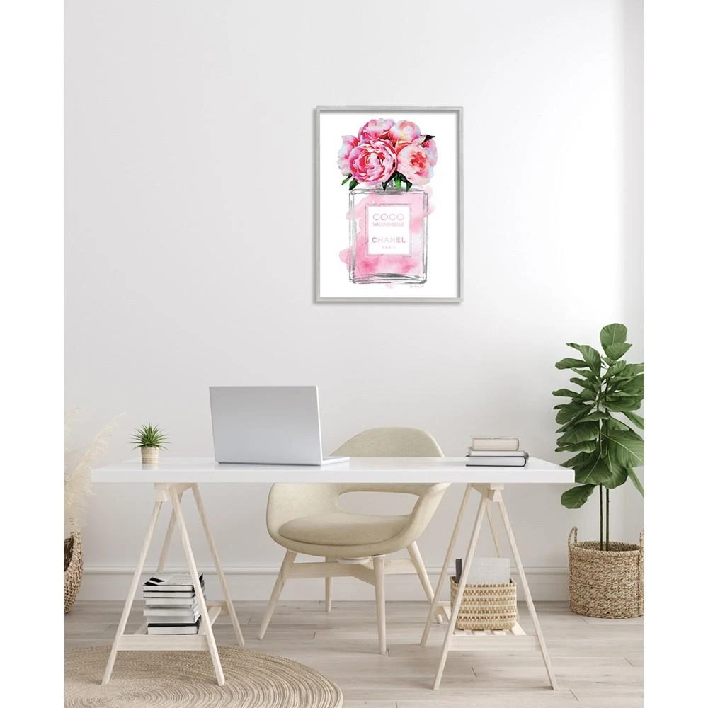 商品Stupell Industries|Glam Perfume Bottle V2 Flower Silver Tone Pink Peony Gray Farmhouse Rustic Framed Giclee Texturized Art, 24" x 30",价格¥1392,第2张图片详细描述