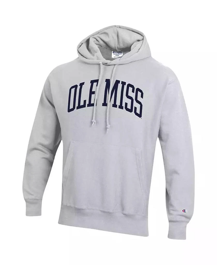 商品CHAMPION|Men's Heathered Gray Ole Miss Rebels Team Arch Reverse Weave Pullover Hoodie,价格¥638,第3张图片详细描述