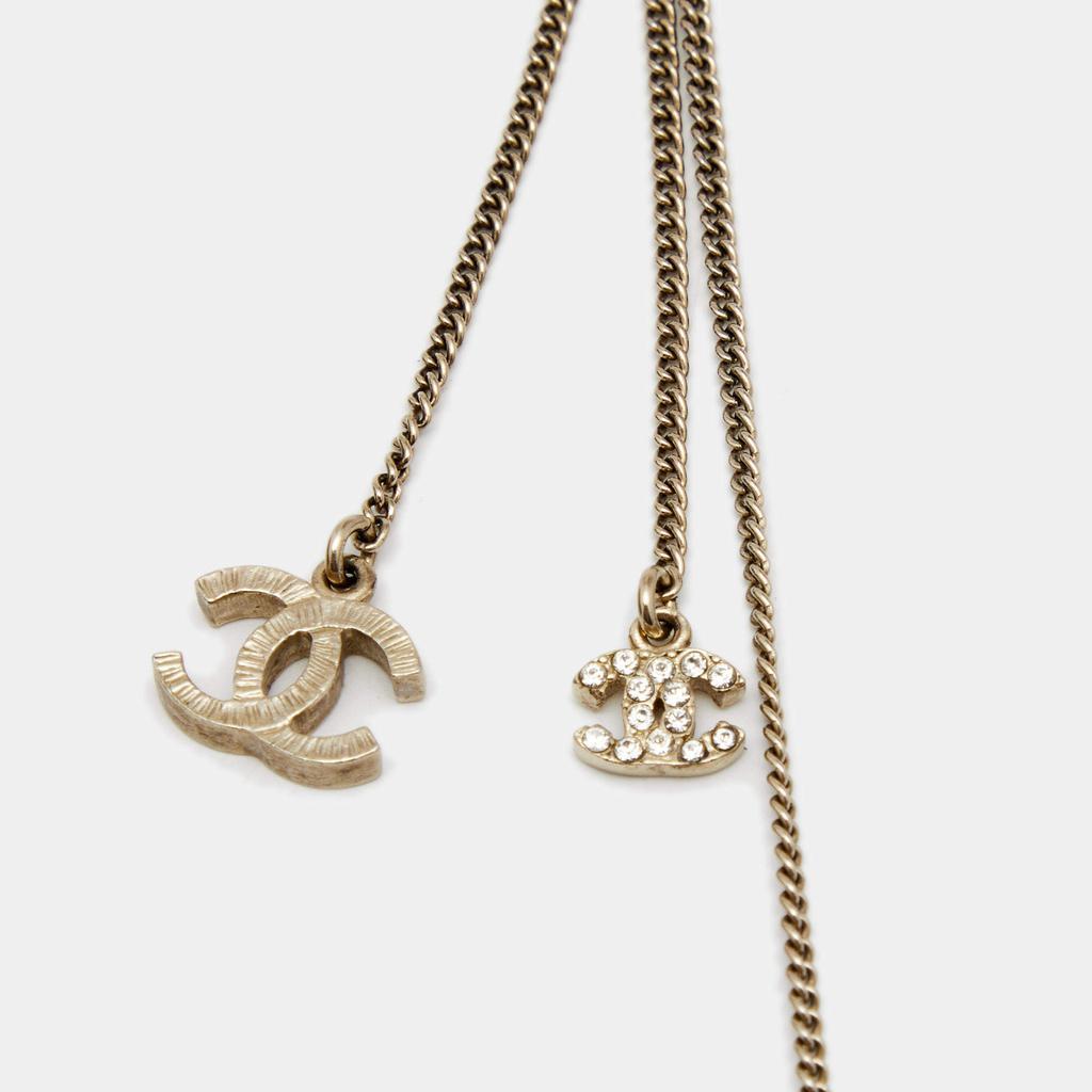商品[二手商品] Chanel|Chanel CC Crystal Resin Gold Tone Pendant Necklace,价格¥3741,第6张图片详细描述