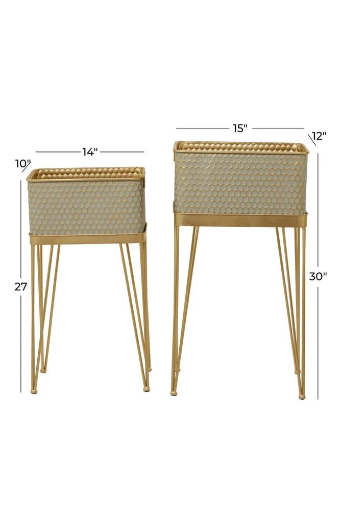 Gold Metal Modern Planter with Removable Stand - Set of 2 商品