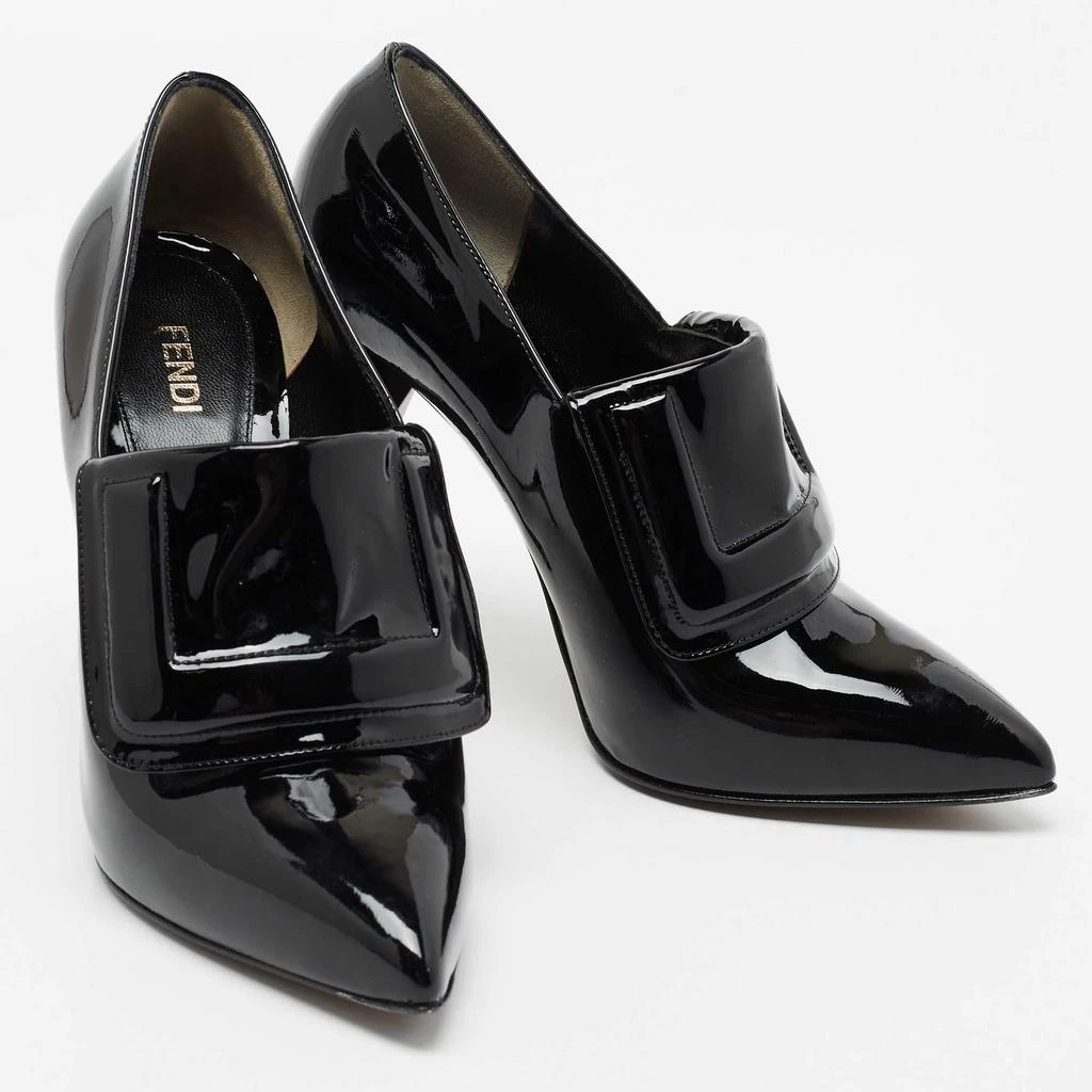 商品Fendi|Fendi Black Patent Leather Diamond Heel Pointed Toe Ankle Booties Size 38.5,价格¥3258,第4张图片详细描述