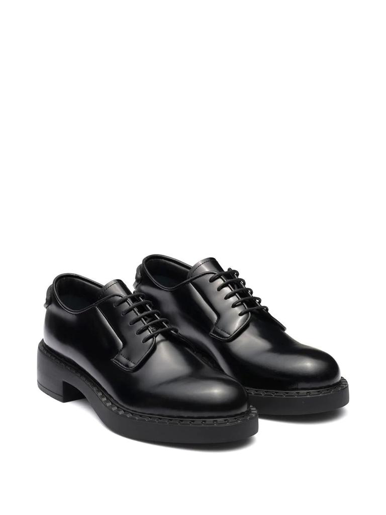 PRADA women's black leather brushed leather derby shoes商品第2张图片规格展示