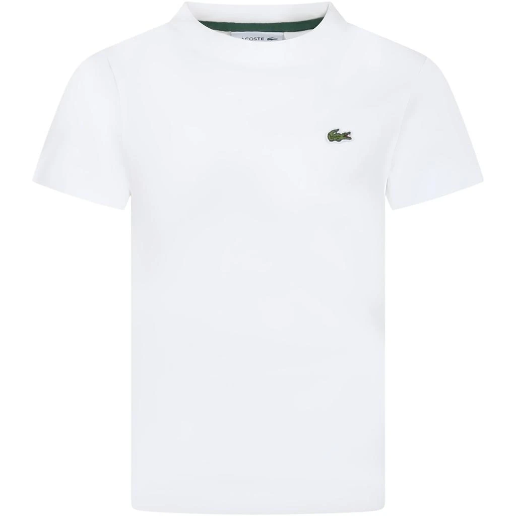 商品Lacoste|White T-shirt For Kids With Crocodile,价格¥776,第1张图片