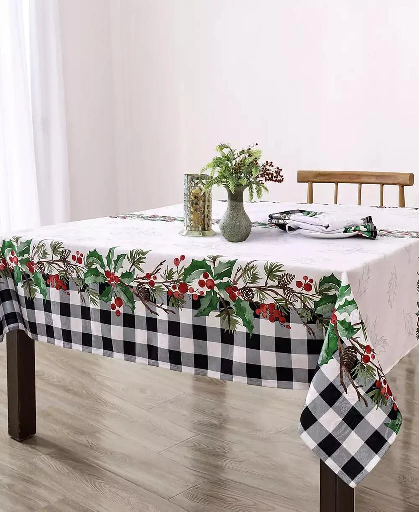 商品Elrene|Holly Farmhouse Charm Holiday Fabric Rectangle Tablecloth, 120"x 60",价格¥404,第1张图片