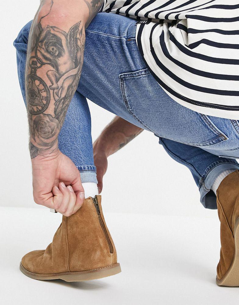 ASOS DESIGN chelsea boot in tan suede商品第4张图片规格展示