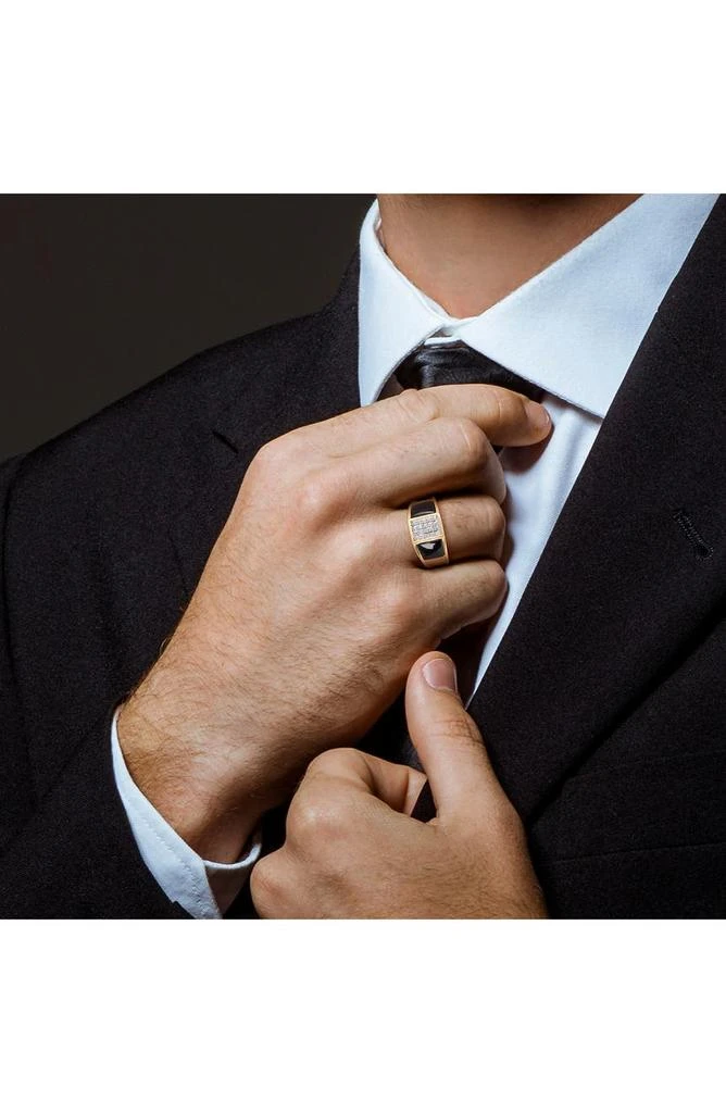 商品DELMAR|Men's Black Onyx & Diamond Square Ring,价格¥1784,第3张图片详细描述