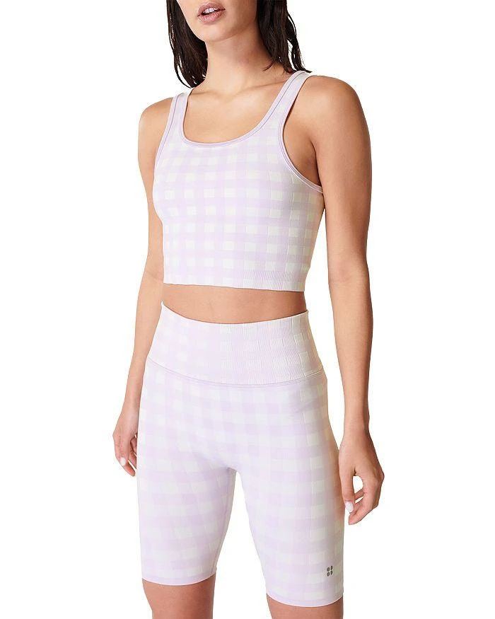 商品SWEATY BETTY|Gingham Seamless Crop Top,价格¥163,第1张图片