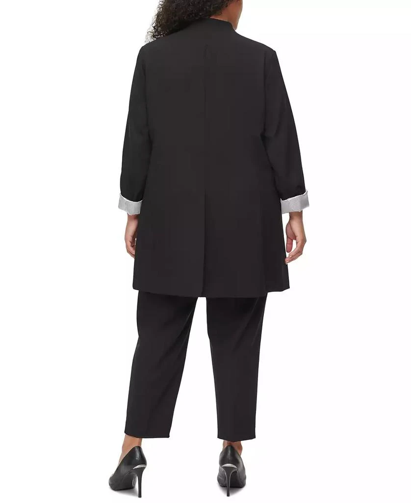 商品Calvin Klein|Plus Size Collarless Open-Front Topper Jacket,价格¥1207,第3张图片详细描述