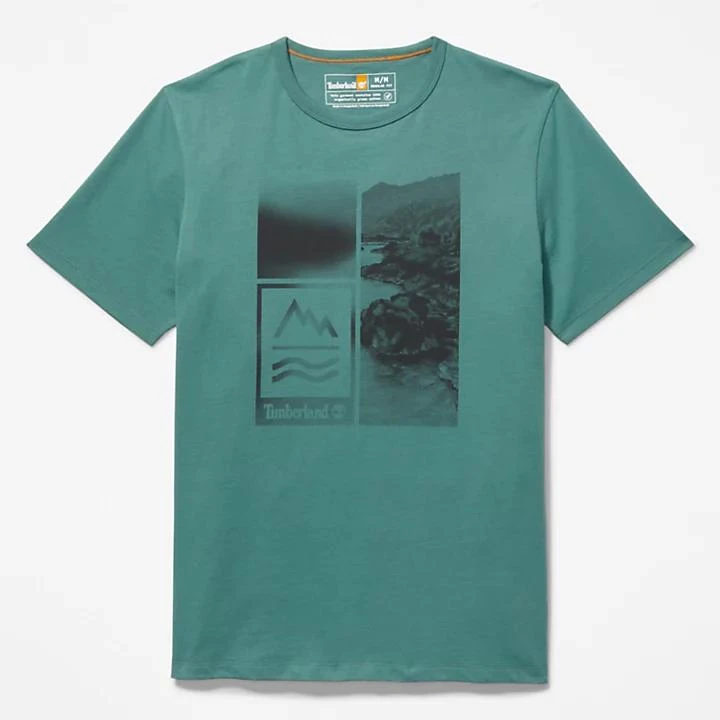 Mountains-to-Rivers Print T-Shirt for Men in Green 商品