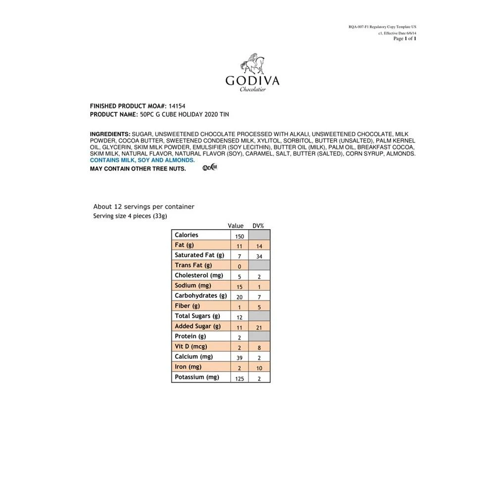 商品Godiva|歌帝梵松露巧克力，圣诞假日礼盒，50颗,价格¥260,第4张图片详细描述