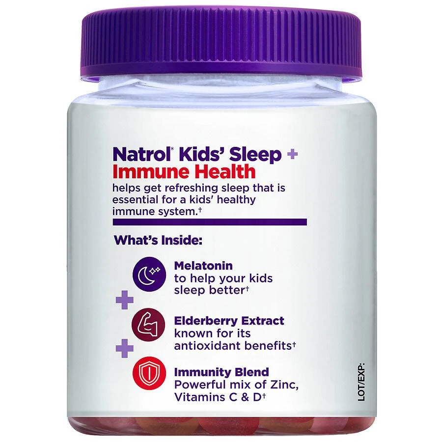 商品Natrol|Kids Sleep+ Immune Health, Melatonin and Elderberry Gummies Berry,价格¥168,第2张图片详细描述