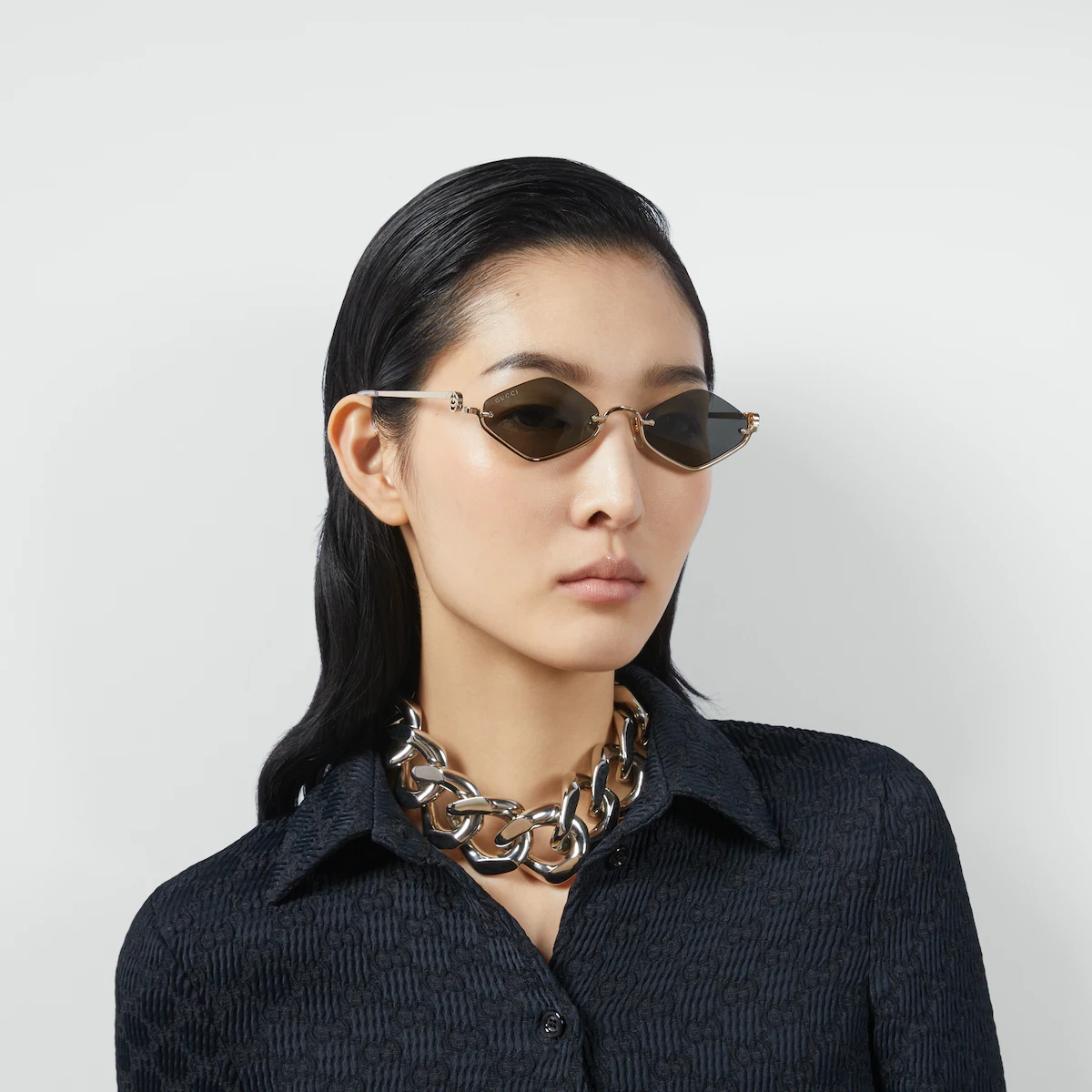【预售】 古驰 24秋冬 女士 太阳眼镜 几何造型镜框太阳眼镜 778093 I3330 8012 商品