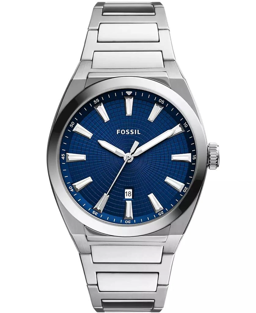 商品Fossil|Men's Everett Silver-Tone Stainless Steel Bracelet Watch 42mm,价格¥891,第1张图片