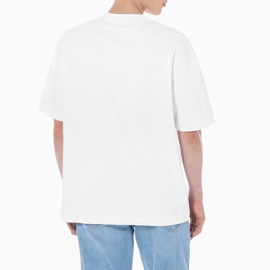 商品[国内直发] Calvin Klein|CALVIN KLEIN 纯色字母刺绣纯棉宽松短袖T恤 夏季 男款 白色,价格¥394,第4张图片详细描述