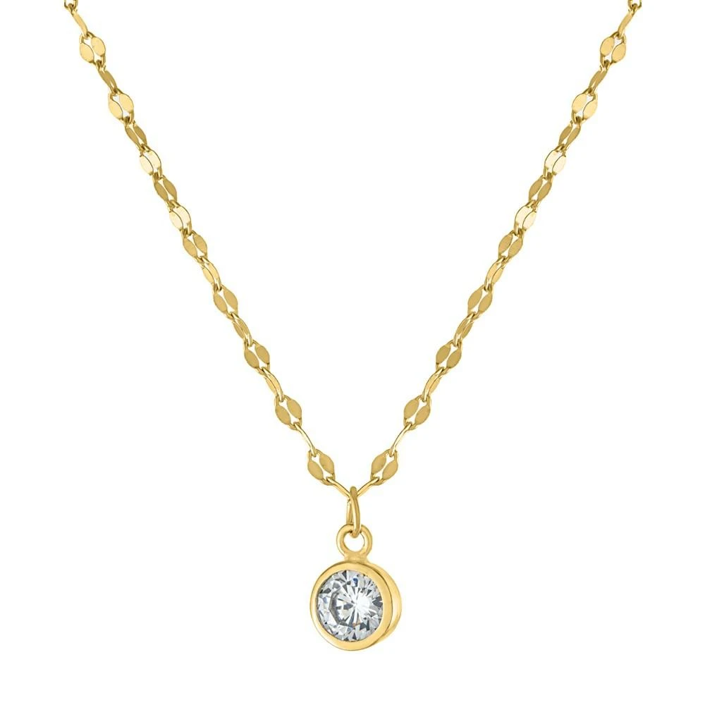 商品Giani Bernini|Cubic Zirconia Bezel Solitaire Pendant Necklace in 18k Gold-Plated Sterling Silver, 16" + 2" extender, Created for Macy's,价格¥484,第1张图片