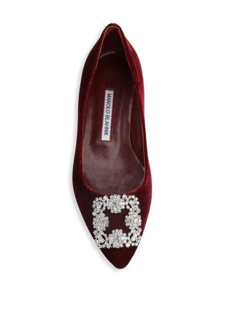 商品Manolo Blahnik|天鹅绒钻扣平底鞋,价格¥4422,第4张图片详细描述
