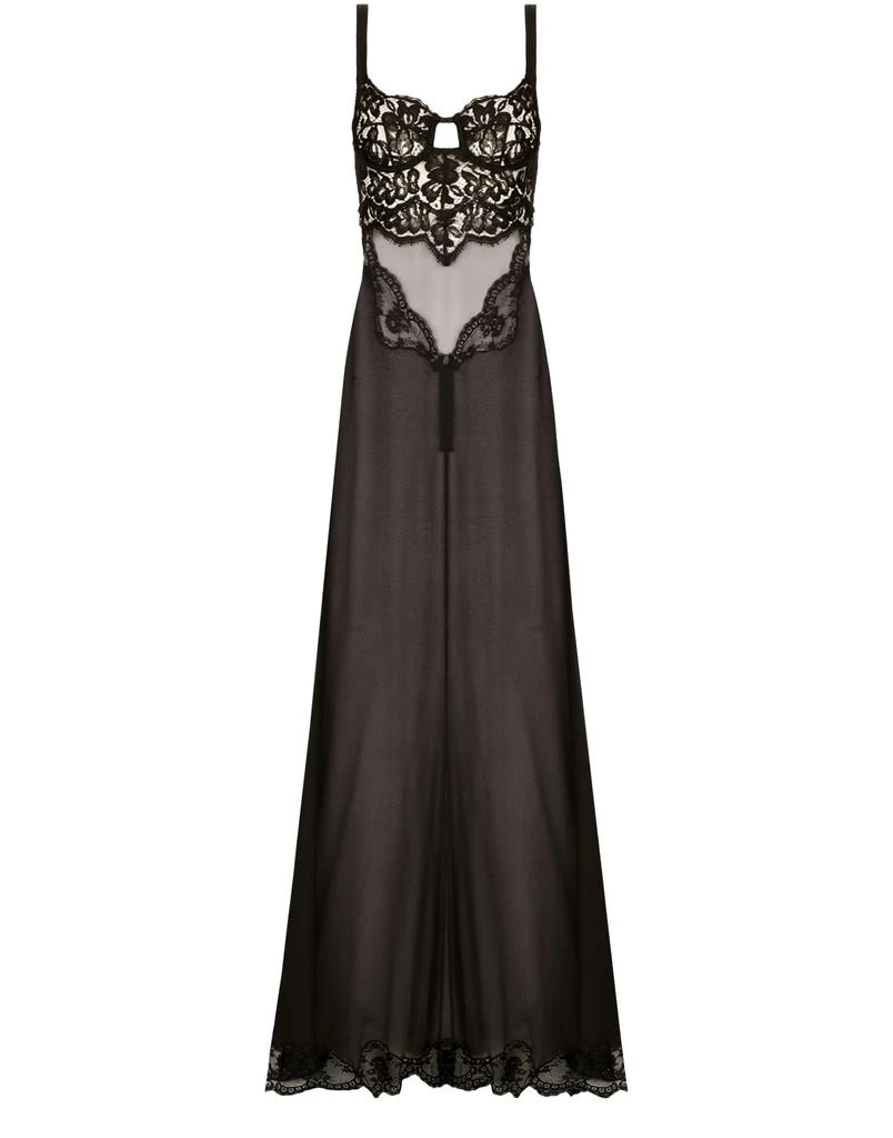 商品Dolce & Gabbana|带蕾丝胸衣的长款真丝雪纺连衣裙,价格¥44715,第1张图片