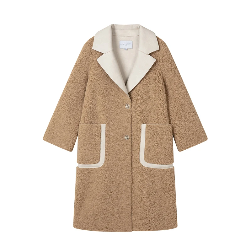 Sienna驼米拼色加厚复古法式长款两面穿大衣 | Sienna Reversible Coat - Camel & Ivory 商品