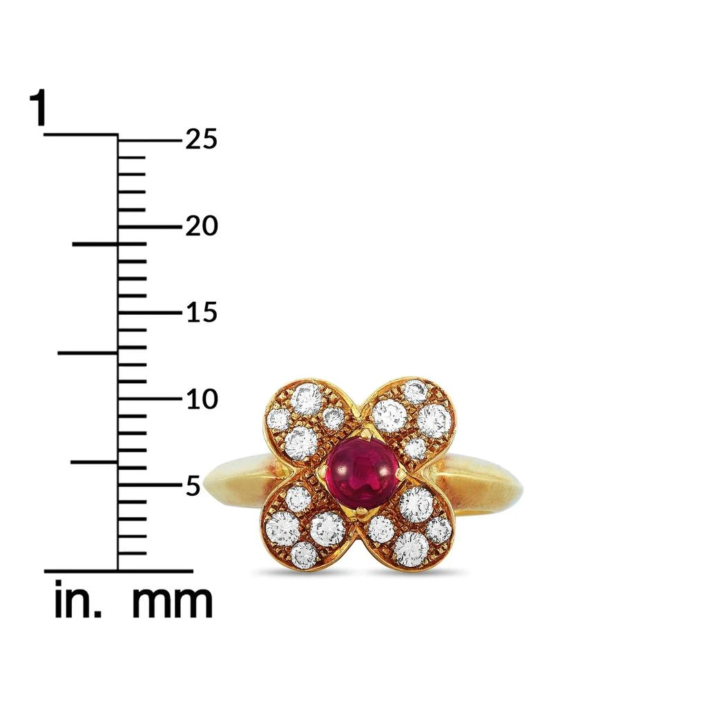 商品[二手商品] Van Cleef & Arpels|Van Cleef & Arpels Trefle 18K Yellow Gold 0.40 ct Diamond and Cabochon Ruby Ring,价格¥29510,第5张图片详细描述