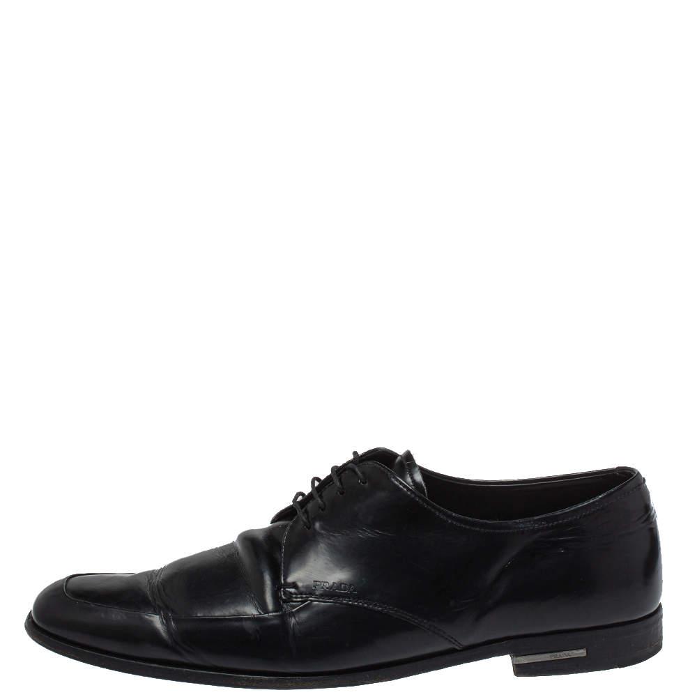 Prada Black Leather Lace Up Derby Size 43商品第2张图片规格展示