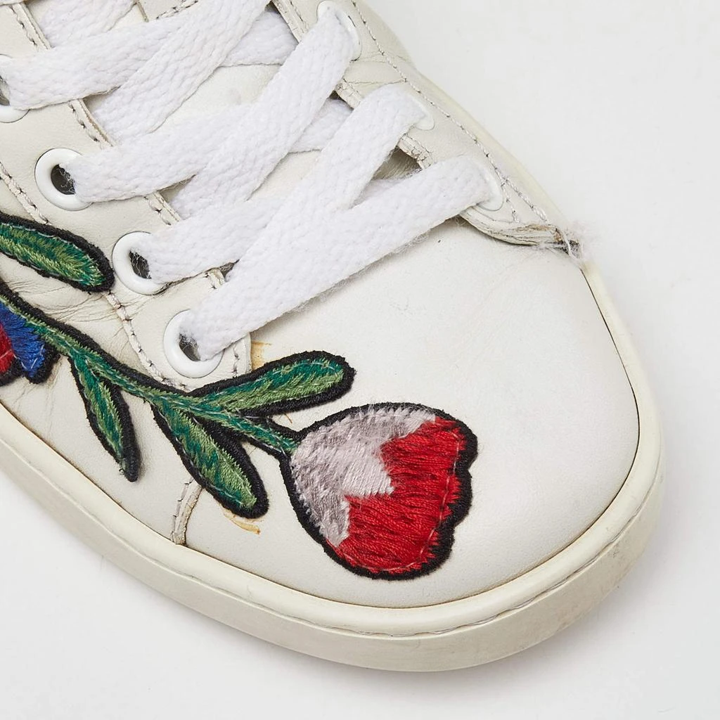 Gucci White Leather Floral Embroidered Ace Sneakers Size 35 商品