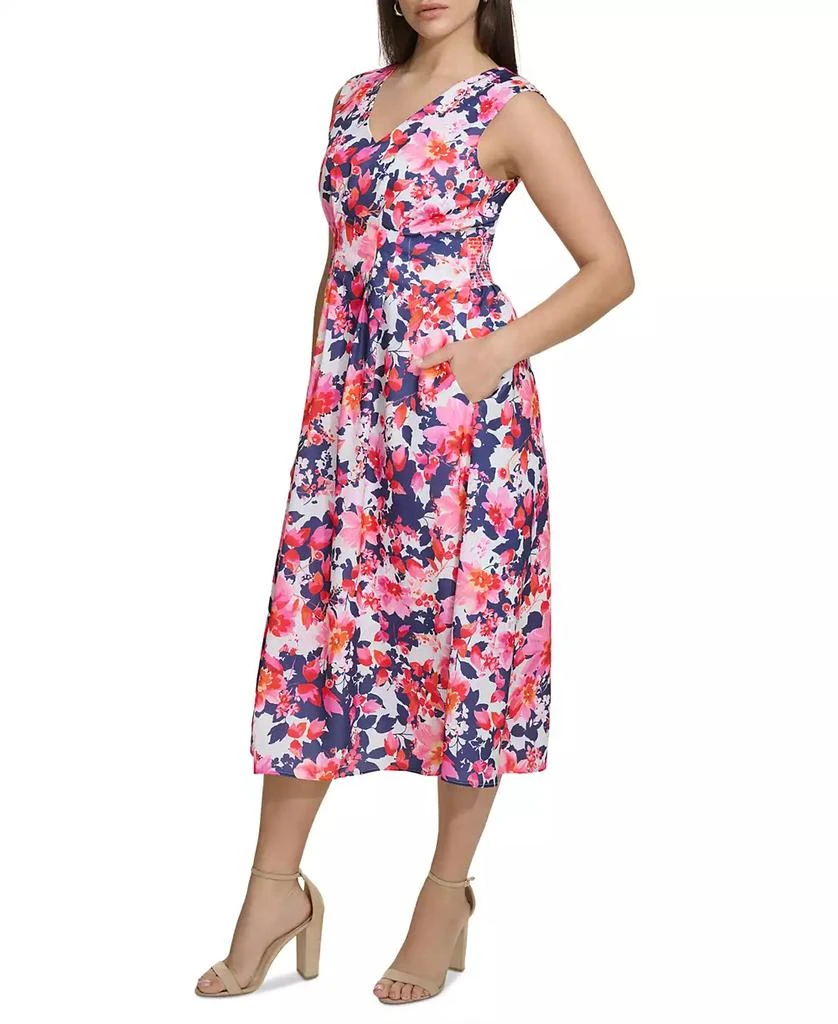 商品Kensie|Women's Floral-Print V-Neck A-Line Dress,价格¥364,第3张图片详细描述