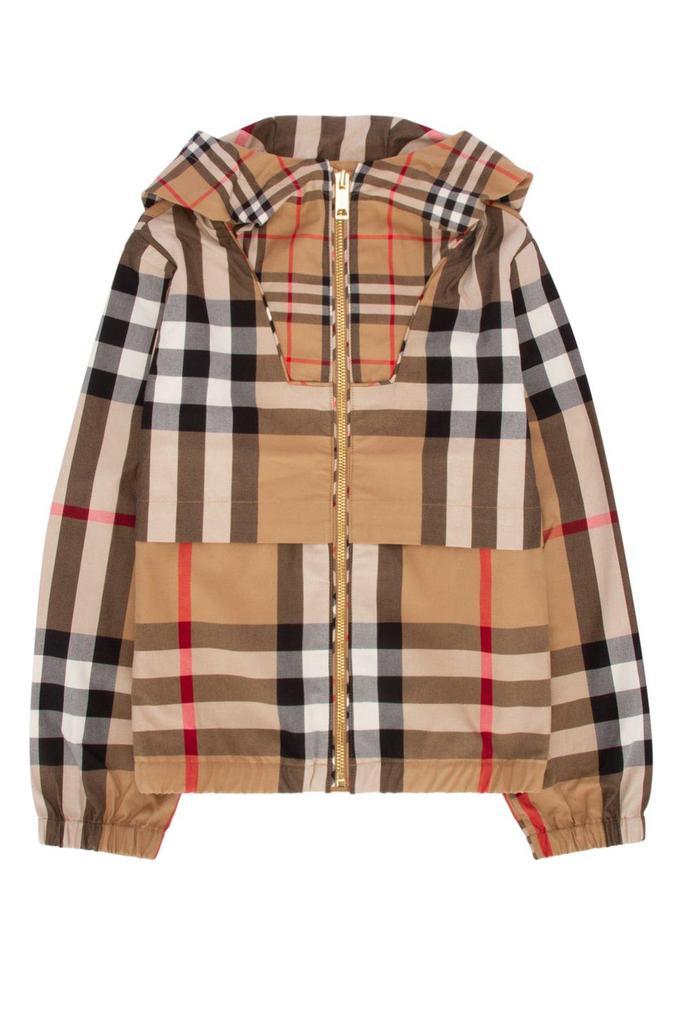 商品Burberry|Burberry Checked Zipped Hooded Jacket,价格¥4640,第1张图片