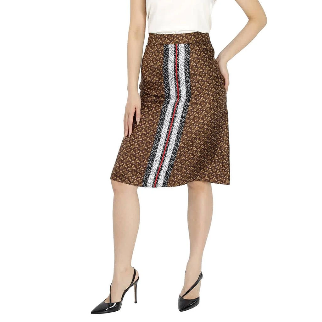 商品Burberry|A-line Monogram Stripe Print Silk Skirt,价格¥1550,第1张图片